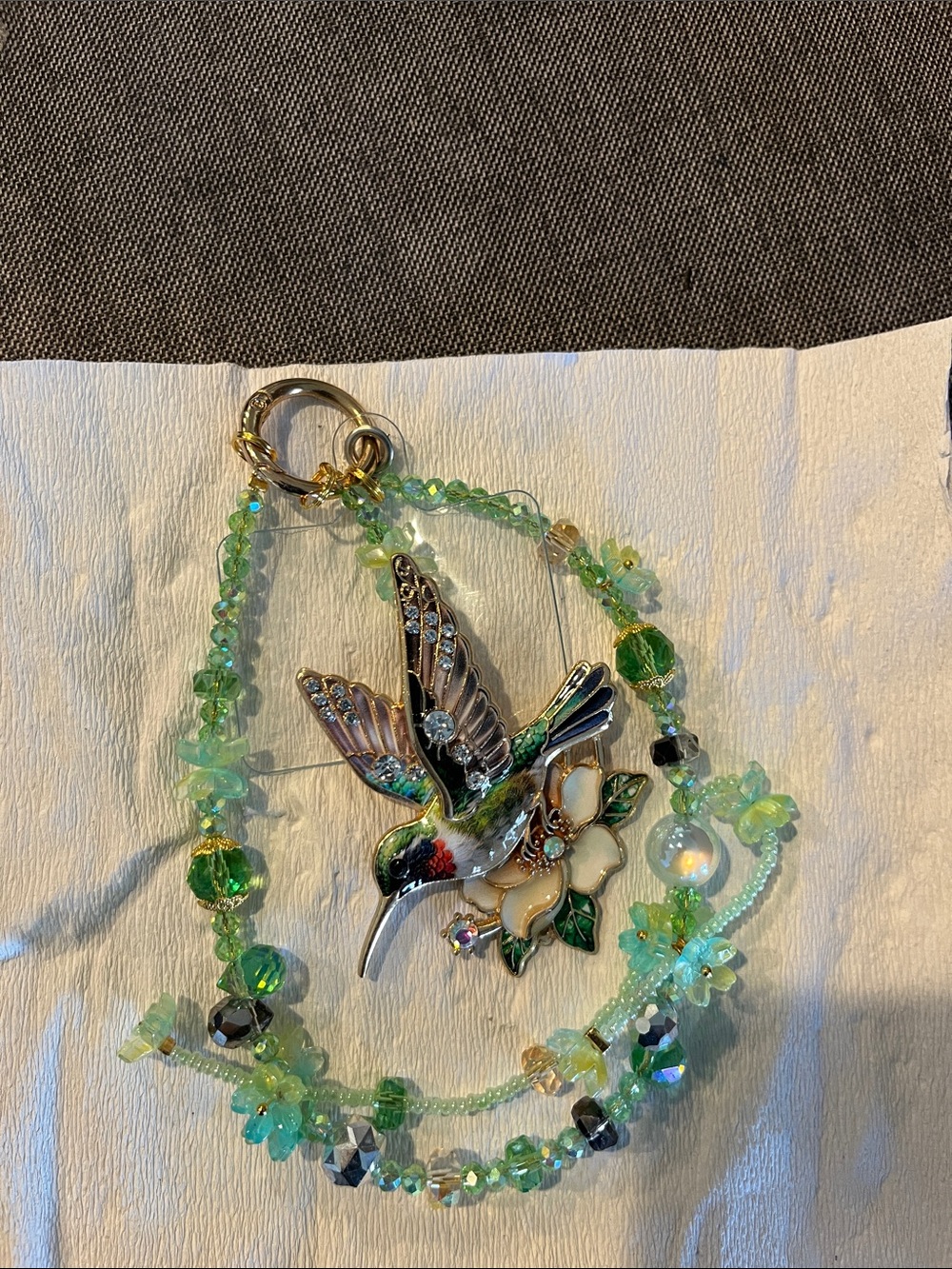 Green Hummingbird Bag Charm